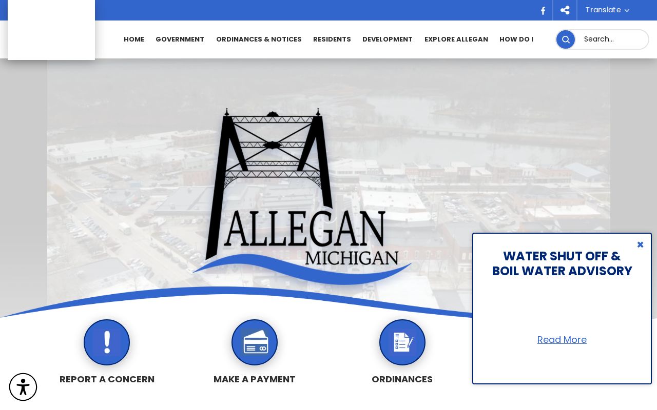 Allegan City Hall and city services page used for Allegan warrant record routing
