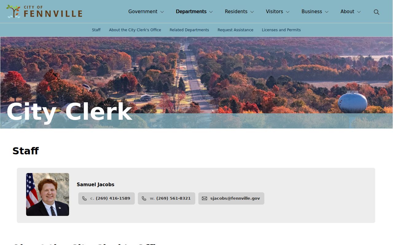 Fennville city clerk public record page used for Fennville warrant record requests